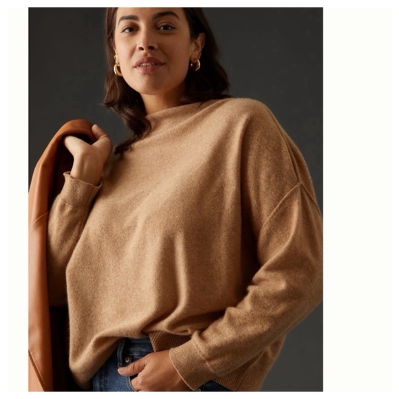 NWT Anthro  So Soft Cashmere Pilcro  Alani Relaxed fit Mock-Neck Sweater XL - Picture 3 of 9